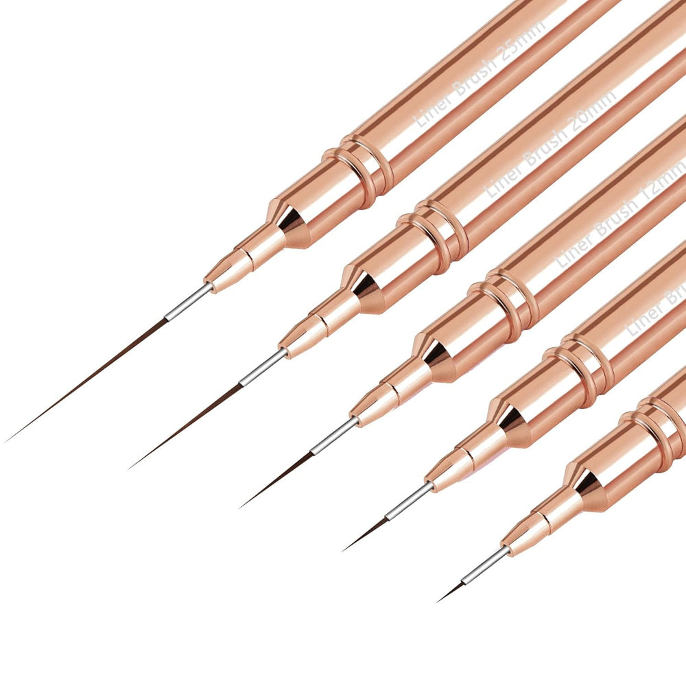 Pensule pentru unghii, 5 bucăți de pensule pentru conturul unghiilor, set de pensule pentru pictură și design, instrument de desen pentru puncte de unghii pentru linii lungi, detalii subțiri, desen fin în dimensiuni 6/9/12/15/18 mm, negru