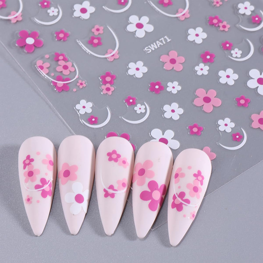 JMEOWIO Nagelsticker Blume 9 Blatt Nail Art Sticker Selbstklebend Nagelaufkleber Frühling Sommer Floral Dekoration Nageldesign Zubehör