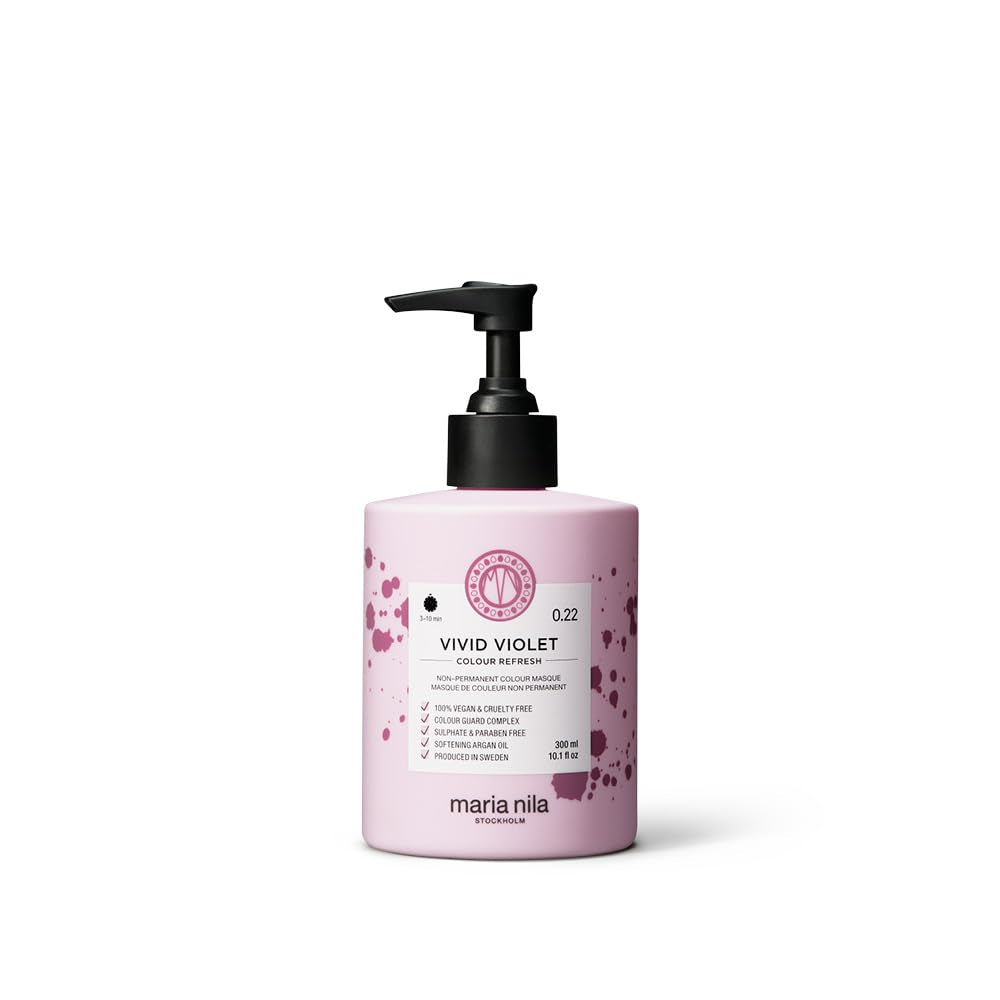 Maria Nila Color Refresh 300 ml - O bombă de culoare hrănitoare care conține pigmenți coloranți temporari ce reîmprospătează rapid culoarea părului. 100% Vegan. Fără sulfați și fără parabeni. Vopsea pentru par Naty Shop Violet viu