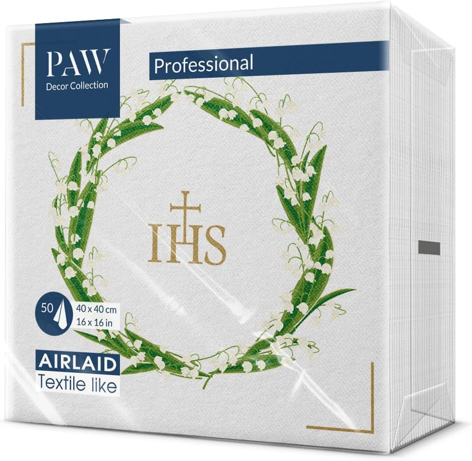 PAW - Șervețele din Airlaid - Asemănătoare țesăturii (40 X 40 Cm) I 50 bucăți I Ideal pentru nuntă, botez, comuniune, aniversare I Șervețele din pânză - culori pământii, bej, dungi I Culoare: Bej Fluid