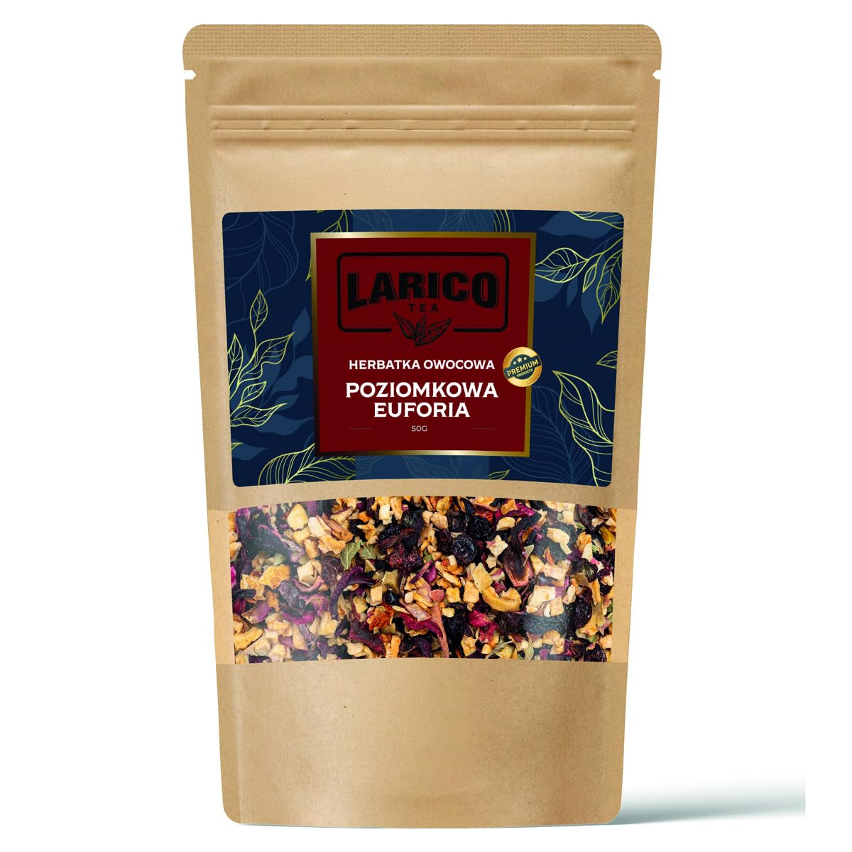 Larico Tea Ceai natural de fructe Früchtchen Mix Căpșuni sălbatice Euphorie 50 g/Ceai de calitate superioară vrac/Ceai natural vrac
