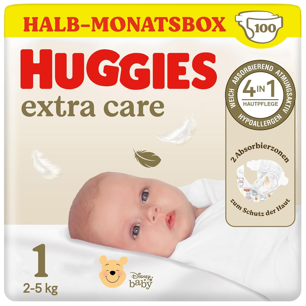 Huggies Windeln für Neugeborene, Größe 1, 100 Windeln (2 x 50), Halbmonatsbox