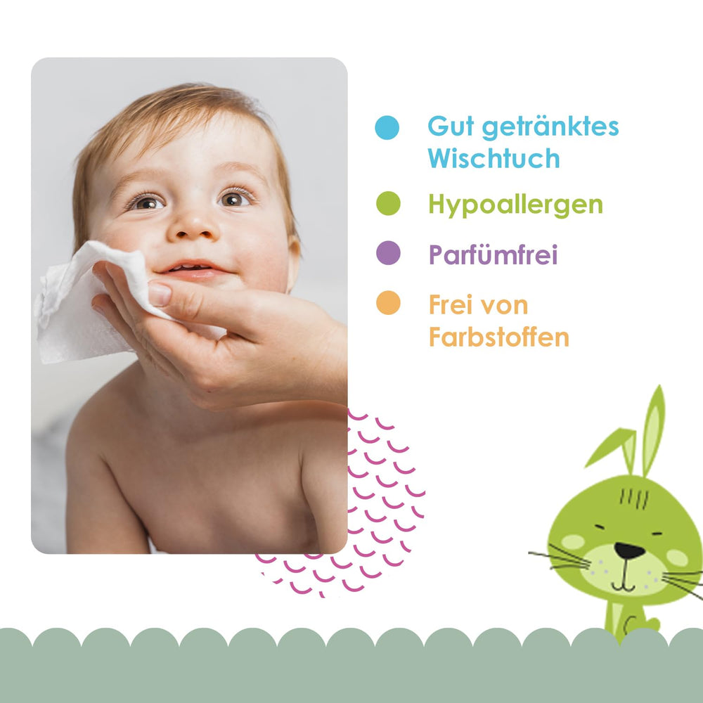 Cleanic Baby Eco Pure Water Feuchttücher – (1 x 50 Stk.) Feuchttücher für Kinder und Kleinkinder – parfümfrei, abspülbar, empfindliche Haut – 50 Stk.