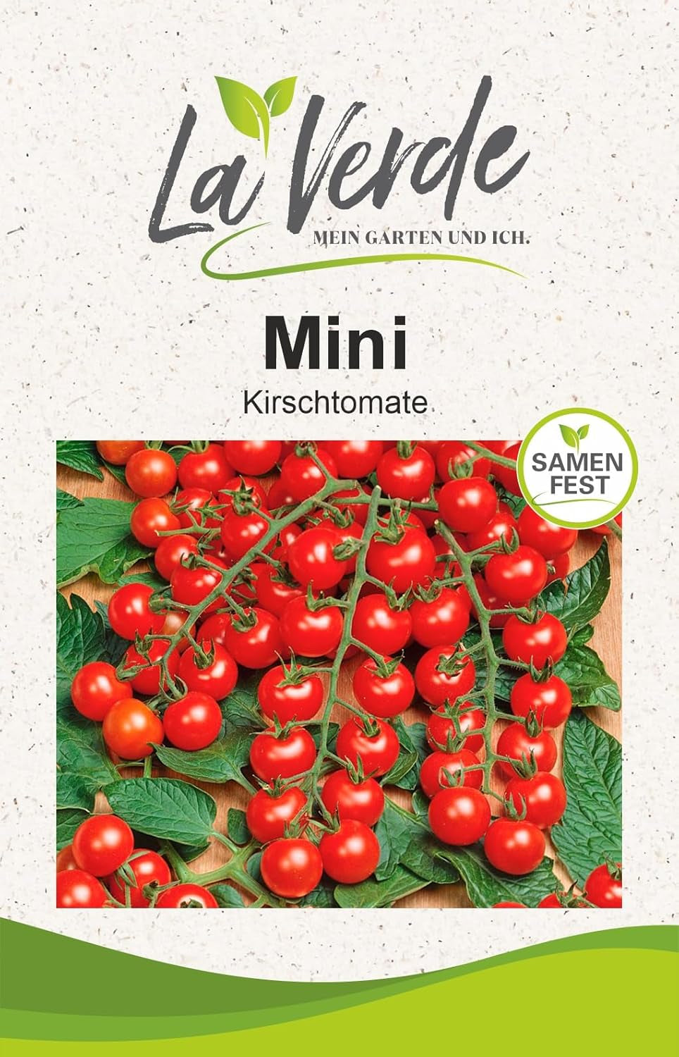 La Verde MEIN GARTEN UND ICH. Mini Tomatensamen Für Ca. 10 Pflanzen, Robuste Cherrytomate, Süß-Fruchtige Früchte, Saatgut Ohne Gentechnik