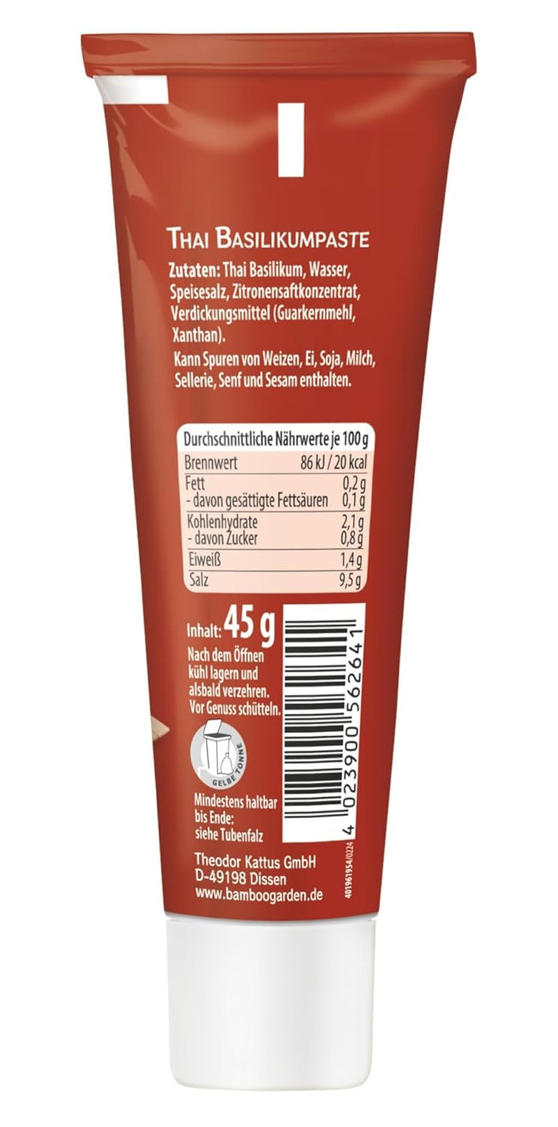 Bamboo Garden – Thai-Basilikum-Paste | Für Currys, Suppen, Saucen oder Dressing | Vegan | 45 g in der Tube