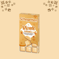 Schogetten Blondes Karamell | Karamell mit weißer Schokolade und Karamellstückchen | Schokoriegel 100g | Praktisch portioniert