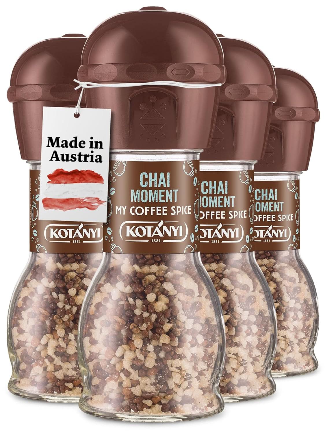 Topping für Kaffee Kotanyi Cacao Kiss | Wunderbare Schokolade mit feinen Schokoladenstückchen, 4er-Pack (4 x 63 Gramm) Naty Shop Chai Moment 4 x 50 Gramm