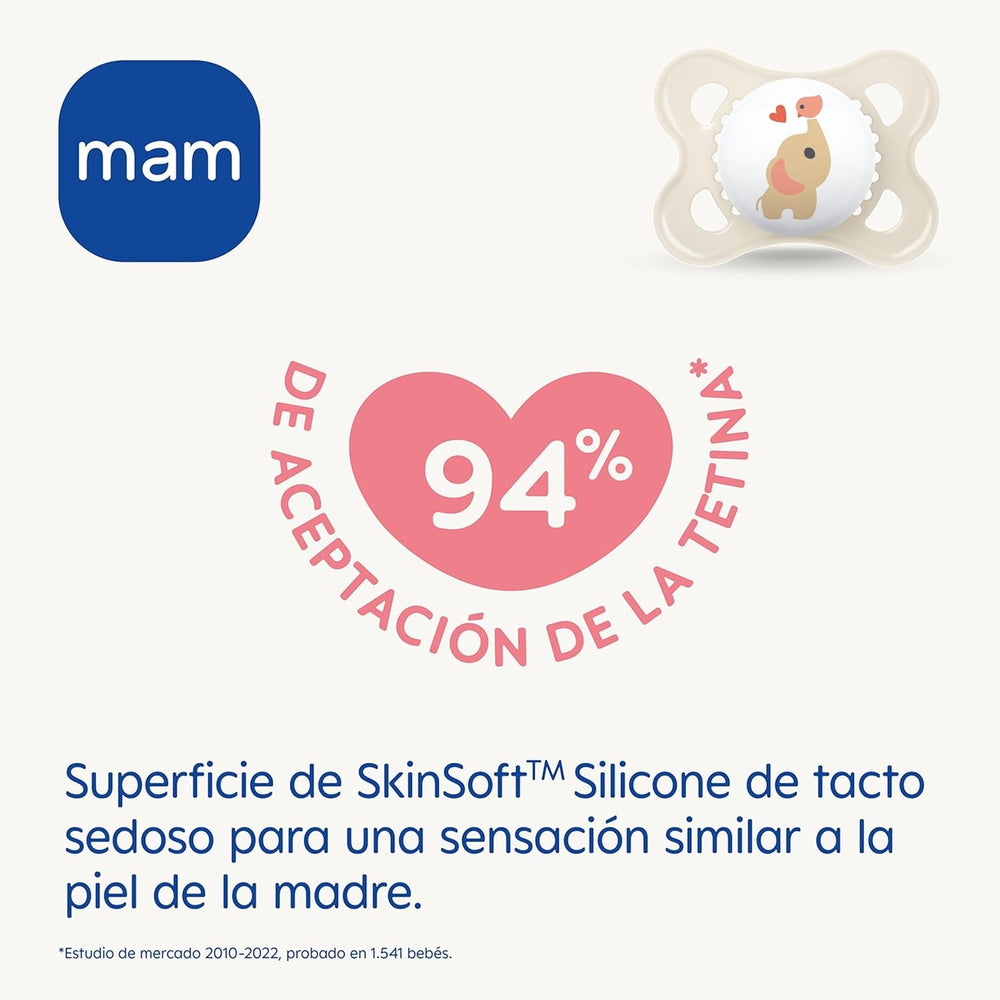 Suzetă MAM Clip It! Broche & Original S226 Skinsoft™ din silicon, ultra-moale, pentru bebeluși de la 0+ luni