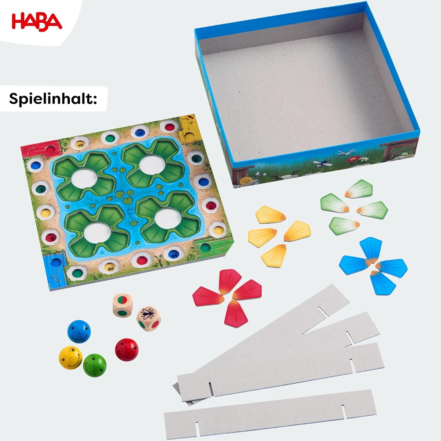 HABA Hüpfspiel – Würfelspiel ab 3 Jahren mit Pop-Up-Seerosen und Spielvarianten, fördert Zählen und Motorik, 2-4 Spieler – 1305272001