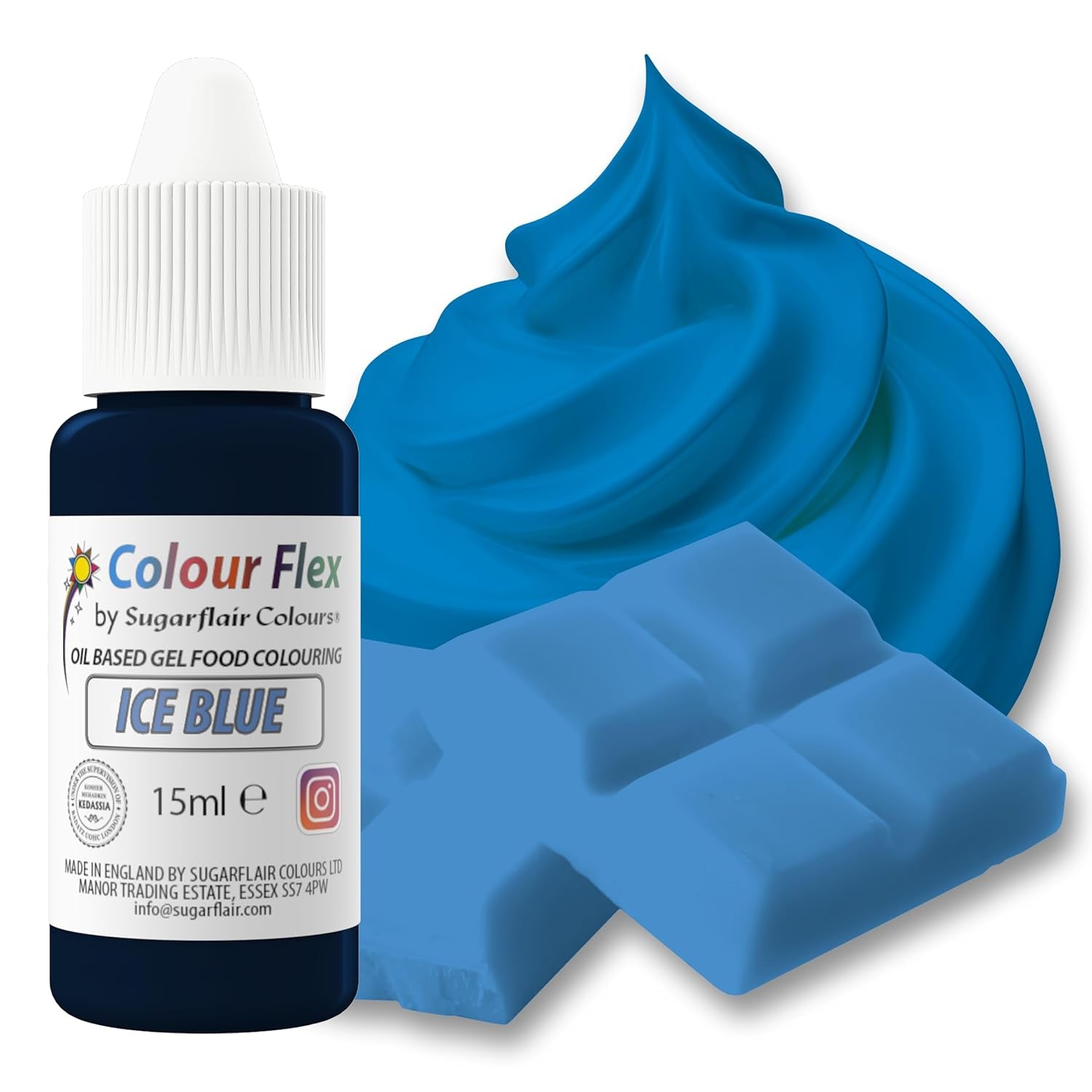 Colorant alimentar pe bază de ulei Sugarflair Colourflex, albastru regal, colorant alimentar lichid foarte concentrat, colorant alimentar pentru cremă de unt, ciocolată, aluat, fondant, glazură și multe altele - 15 ml