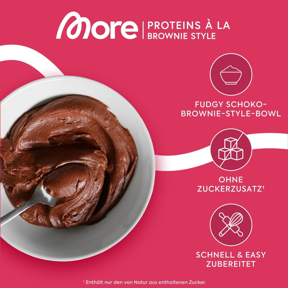 MORE Protein Brownie, 600G, Vegane Backmischung Für Brownies Mit Der Extra Portion Protein, Geprüfte Qualität - Made in Germany Mischung zum Backen und Kochen Naty Shop