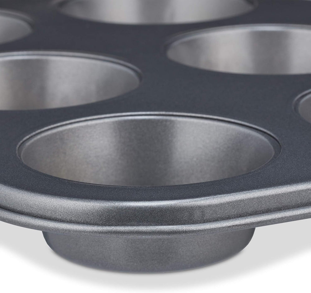 Relaxdays Muffinform, 2Er Set, 12Er Muffinbleche, Antihaftbeschichte, Carbonstahl, Muffins & Cupcakes, Ø 6,5 cm, Weizen, 10030825 Formen und Bleche zum Backen Naty Shop