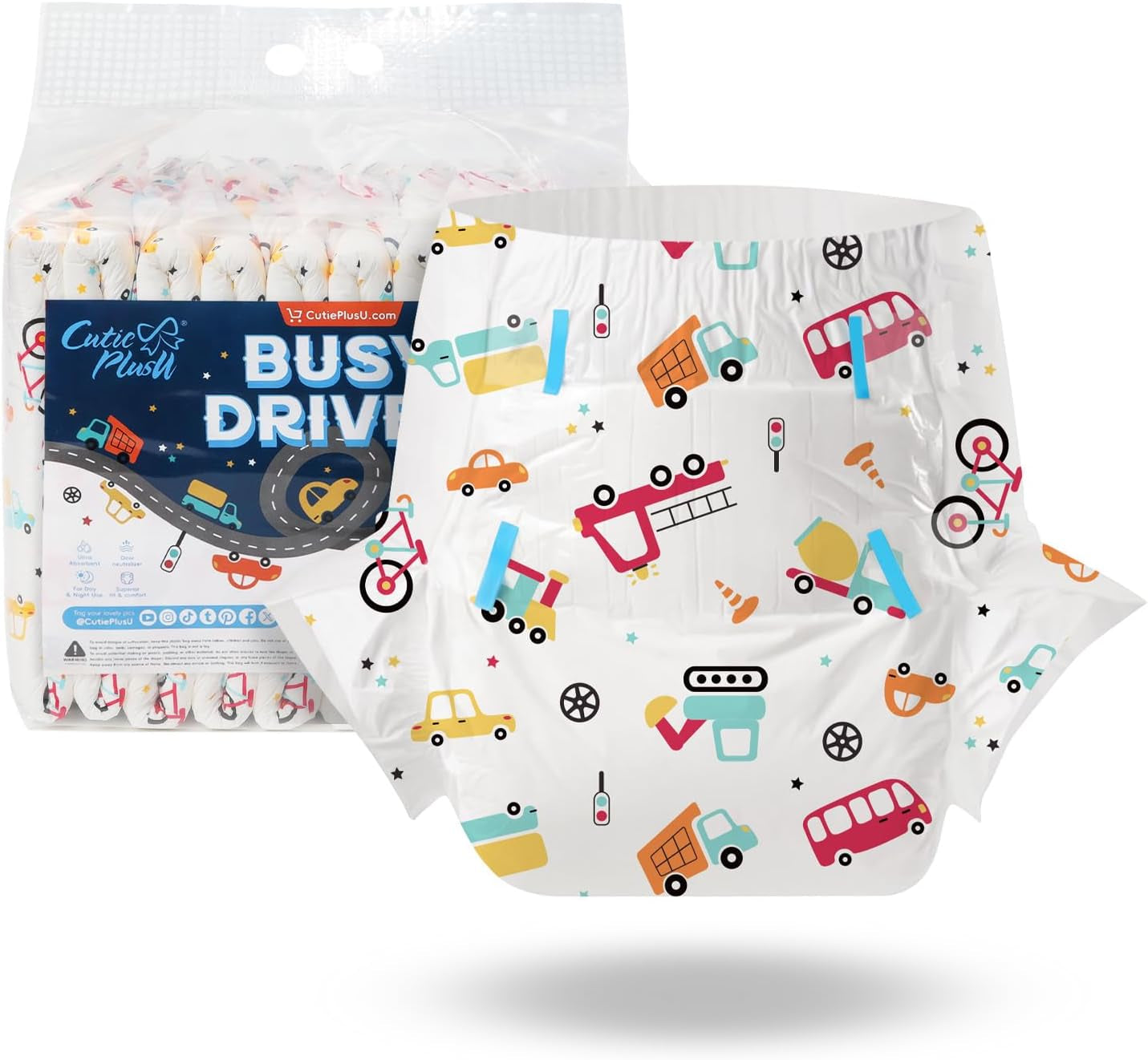 CutiePlusU Erwachsenenwindeln, 10 Stück, Einweg-Inkontinenzhöschen mit Laken für Damen und Herren, maximale Saugfähigkeit über Nacht – Kleine Prinzessin (große Größe 94–119 cm)