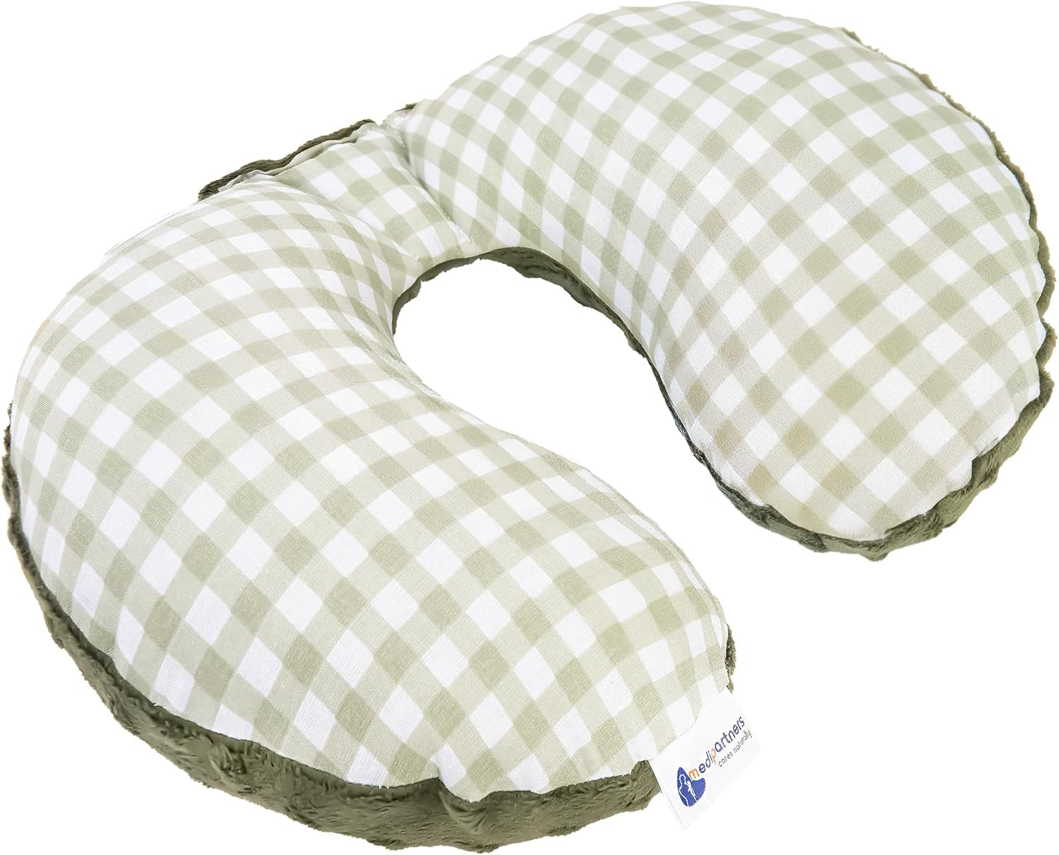 Medi Partners Perna de gât pentru copii Suport pentru gât 100% bumbac / minky pernă de gât pentru copii pentru mașină cărucior călătorie călătorie somn pernă de gât snooze roll (REH cu gri Minky) Perne ortopedice cervicale Naty Shop Verificat cu nurcă de culoare măslinie