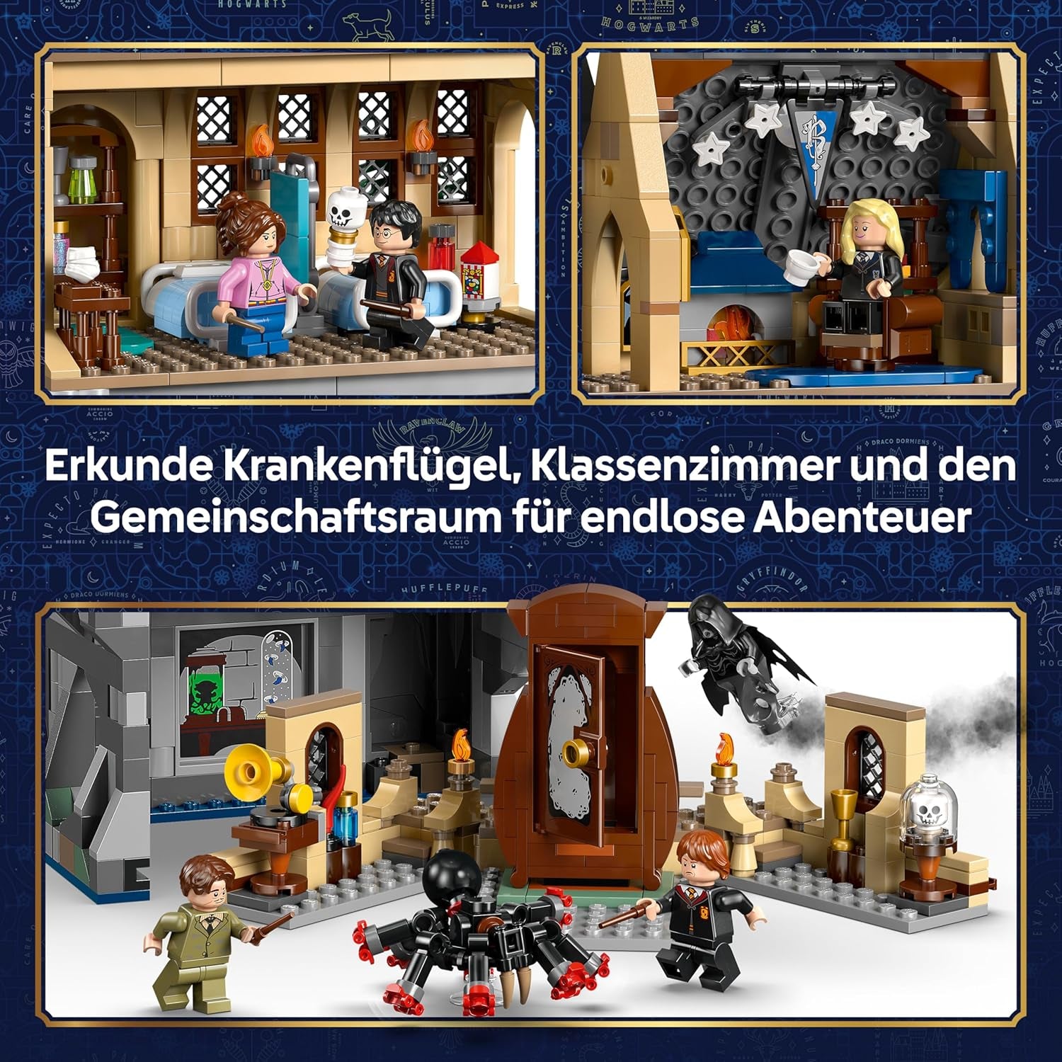 LEGO Harry Potter Schloss Hogwarts: Krankenflügel – DIY Set mit 7 Minifiguren – Modellbau mit Hermine und Ron Figuren – Kreatives Geschenk für Mädchen, Jungen und Fans ab 9 Jahren – 76463
