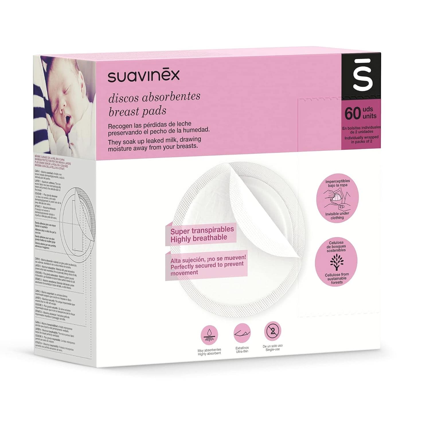 Suavinex 3182126 – Stilltampon, 60 Stück, Zubehör, Ernährung und Stillen, Bebe Naty Shop