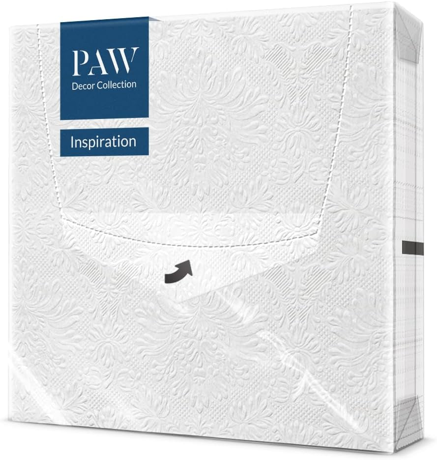 PAW - Șervețele 3 straturi (33 X 33 Cm) I 20 bucăți I Perfect pentru zile de naștere, petreceri, nunți, comuniuni și sărbători I Șervețele de hârtie colorate - ocazii speciale, ornamente I Inspiration Classic
