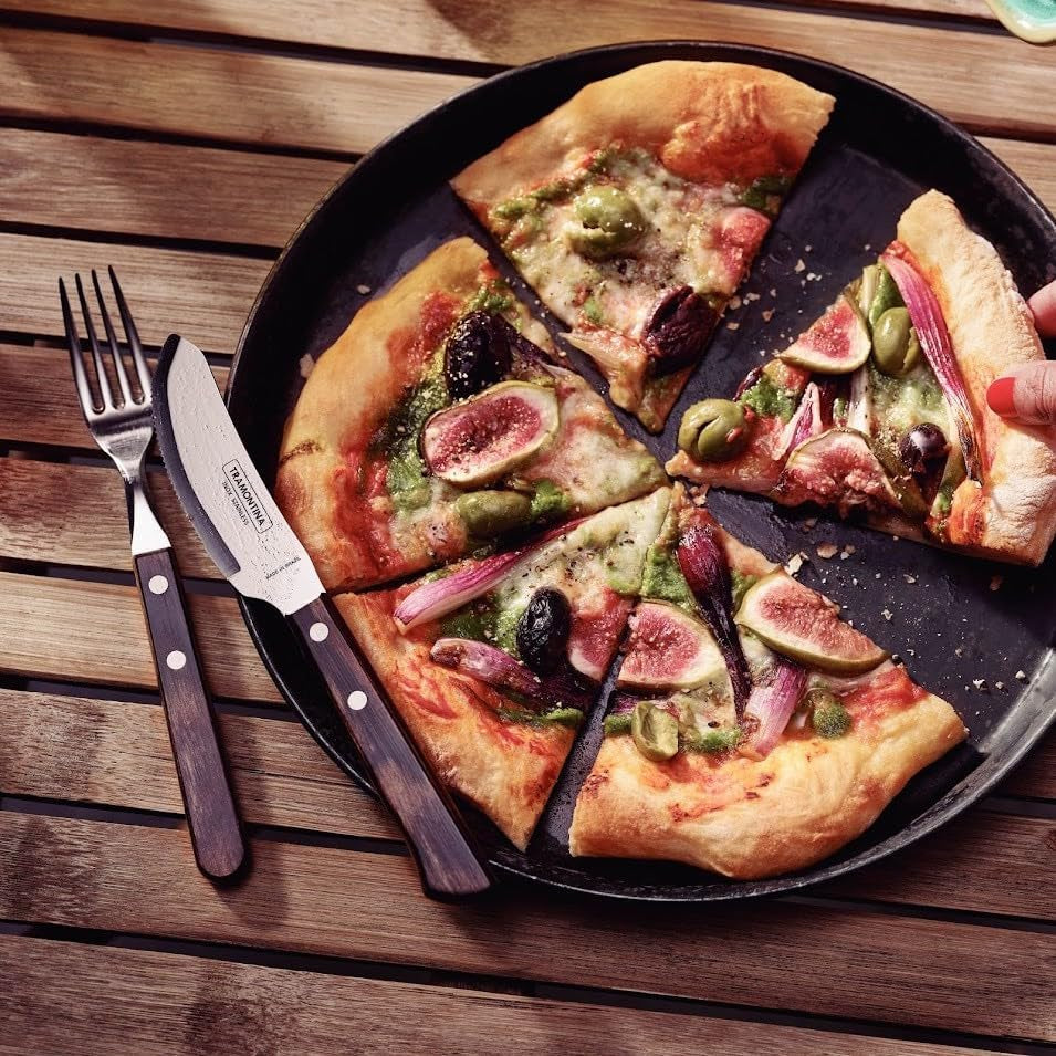 Tramontina PIZZA Besteck, 8-Tlg Set, Für 4 Personen, Rostfreier Edelstahl, Fsc-Zertifizierte Holzgriffe, Spülmaschinenfest Bucatarie Naty Shop