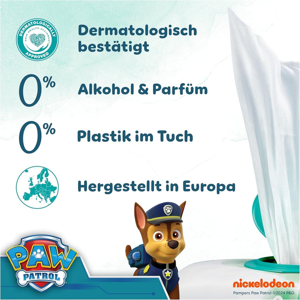 Pampers Harmony Aqua Baby Wipes Paw Patrol 15 Packung mit 48 Tüchern 720 Babyfeuchttücher helfen, den natürlichen pH-Wert der Haut wiederherzustellen. Leichte Lotion 99 % Wasser