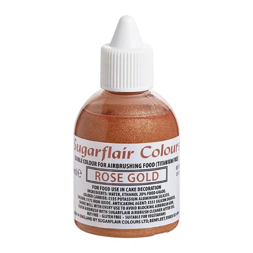 Colorant alimentar Sugarflair Rose Gold - Colorant alimentar lichid comestibil, colorant aerograf pentru torturi, brioșe, glazură și decorațiuni pentru torturi - 60 ml