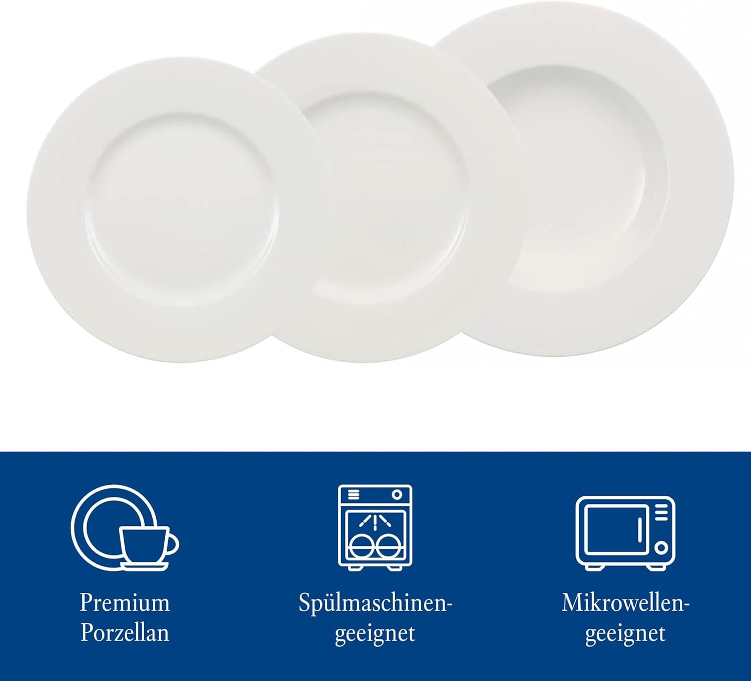 Villeroy & Boch – Set de masă Wonderful World, 12 piese, alb, potrivit pentru mașina de spălat vase și cuptorul cu microunde, farfurii, veselă, porțelan, farfurii de cină, set, set de veselă modern, porțelan premium