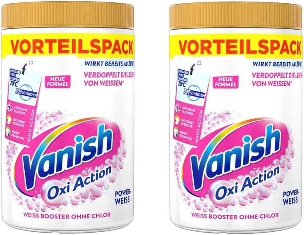 Vanish Oxi Action Powerwhite Pulver – 1 x 1,125 kg – Fleckenentferner und Wäscheverbesserungspulver ohne Chlor – für weiße Wäsche. Waschmittel Naty Shop