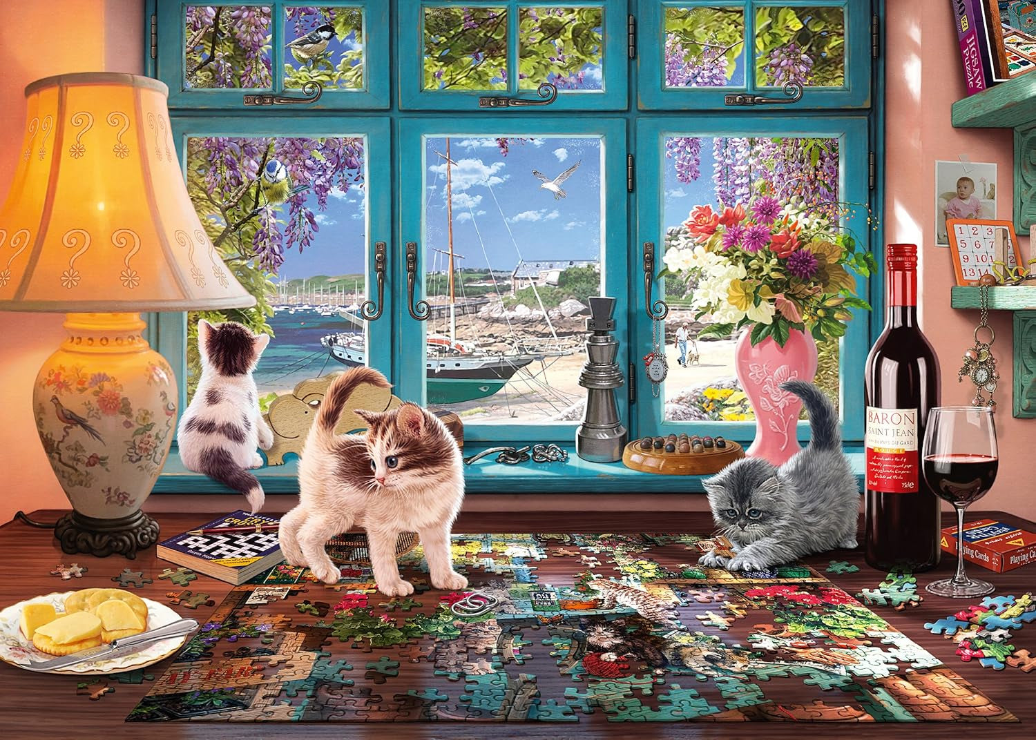 Schmidt Spiele 58344 Am Puzzletisch, 1000 Teile Puzzle Naty Shop