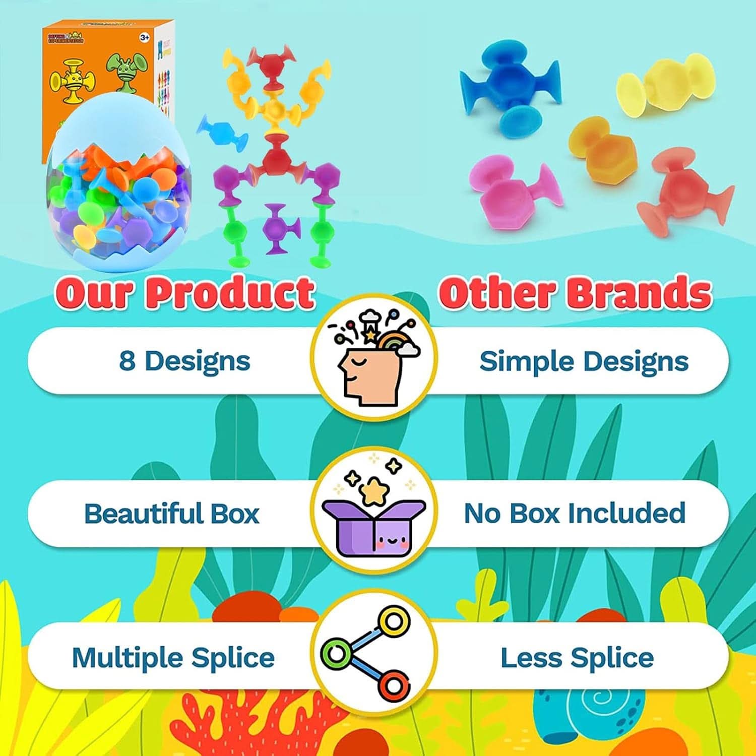 48 Stück 3 Jahre alt Montessori Badespielzeug Silikonbausteine ​​Mutter und Baby Naty Shop