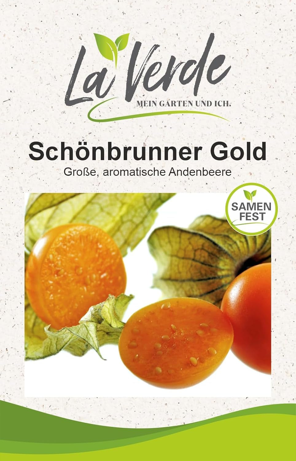 La Verde MEIN GARTEN UND ICH. Andenbeere Physalis Samen Für Ca. 50 Pflanzen, Physalis Peruviana, Süß-Säuerlich, Saatgut Ohne Gentechnik