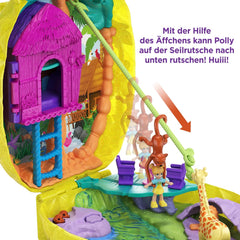 Polly Pocket GKJ64 - Pineapple Pocket Compact, portabil, cu 8 funcții distractive, păpuși Polly și Lila, 2 accesorii și foaie cu stickere; jucărie pentru copii cu vârsta de 4 ani și peste