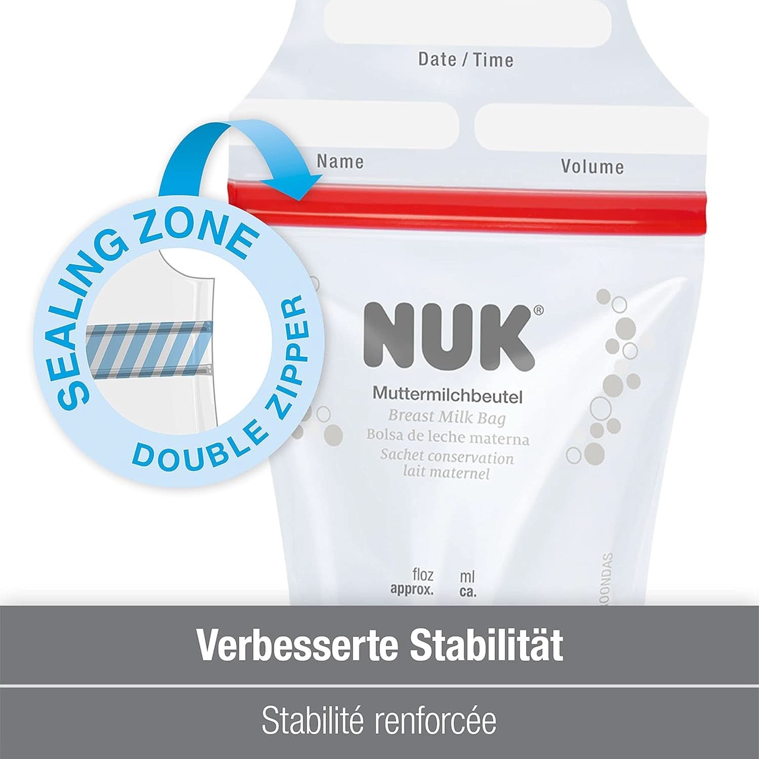 NUK Muttermilchbeutel, platzsparend und sofort einsetzbar, 180 ml, 25 Stück, transparent Zubehör Essen und Stillen Bebe Naty Shop