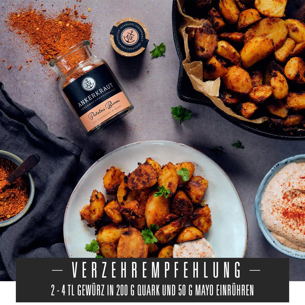 Ankerkraut Patatas Bravas, Gewürzmischung für spanische Kartoffelwürfel, 90g im Korkglas