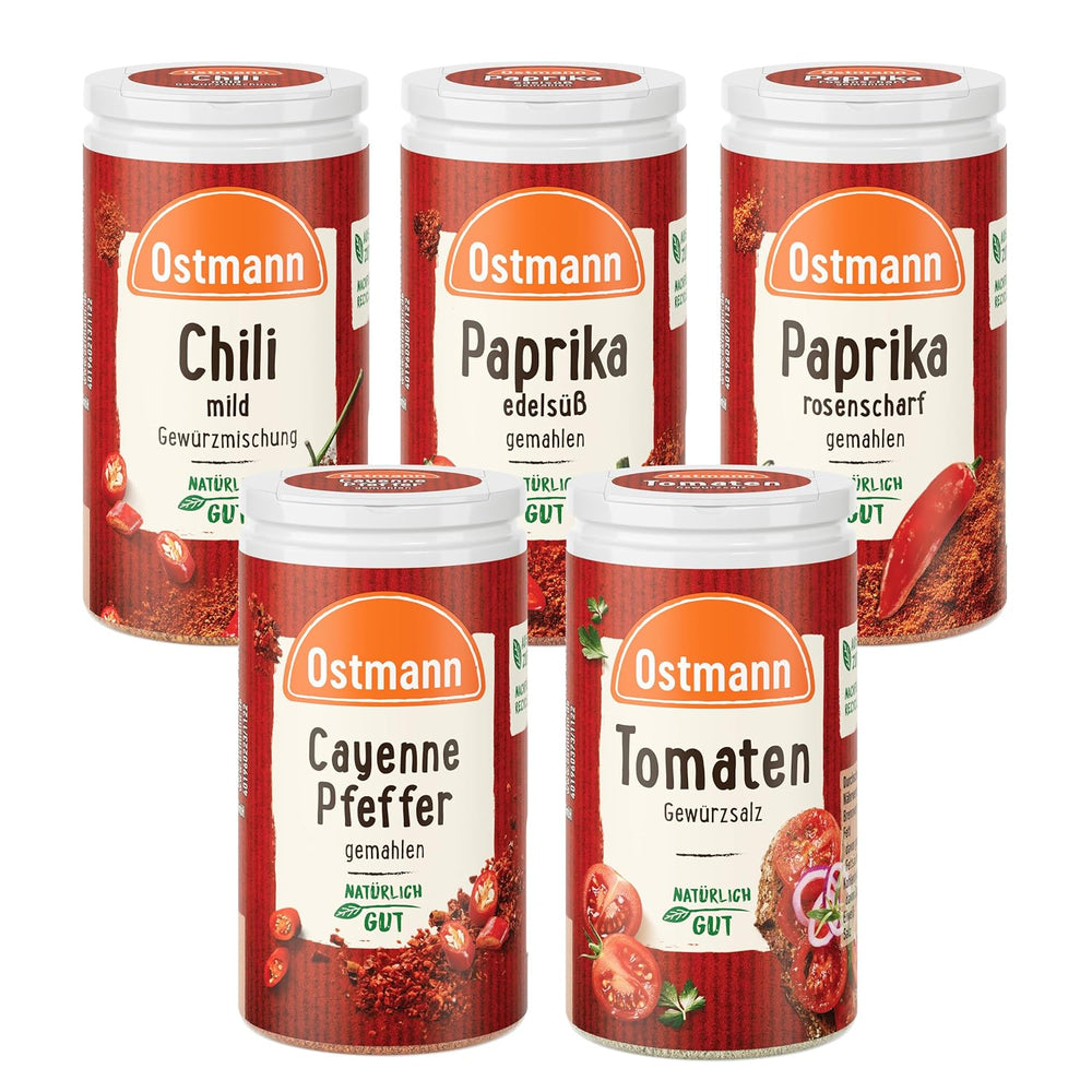 Ostmann Gewürze - gefülltes Gewürzregal mit 21 Gewürzdosen | Set aus Gewürzen, Kräutern, Gewürzmischungen | zum Aufhängen | für die Schranktür | Isst: 1 Stück