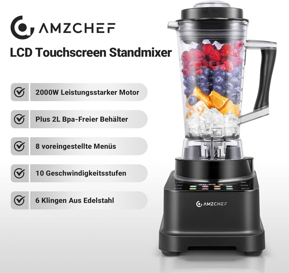 Mixer AMZCHEF, 8 intelligente Menüs und 10 Geschwindigkeiten, LCD-Touchscreen Kitchen Naty Shop