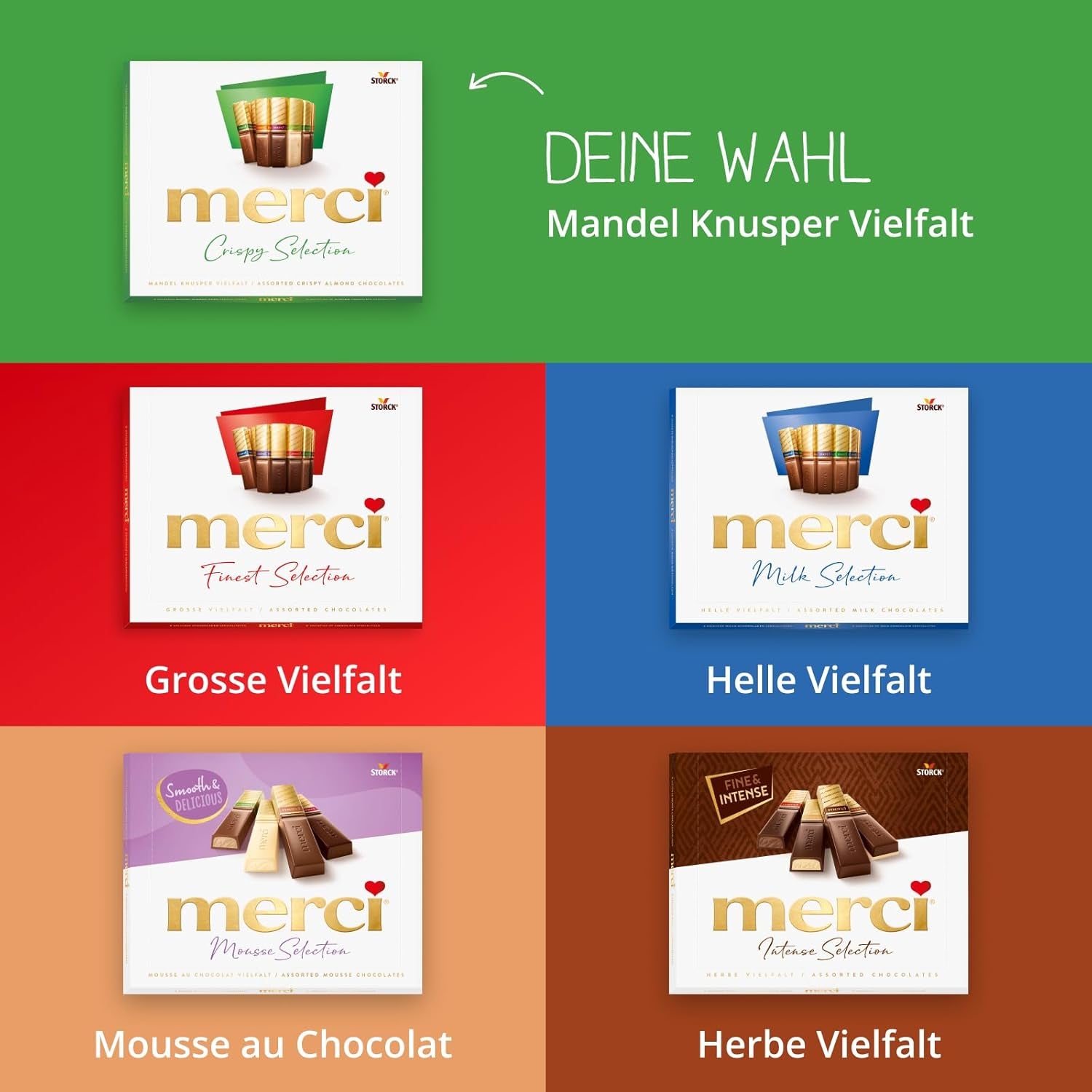 merci Finest Selection Mandel Crunch Sorte – 1 x 250 g – Raffinierte Spezialitäten mit Nüssen und Schokolade – Gefüllte und ungefüllte Pralinen