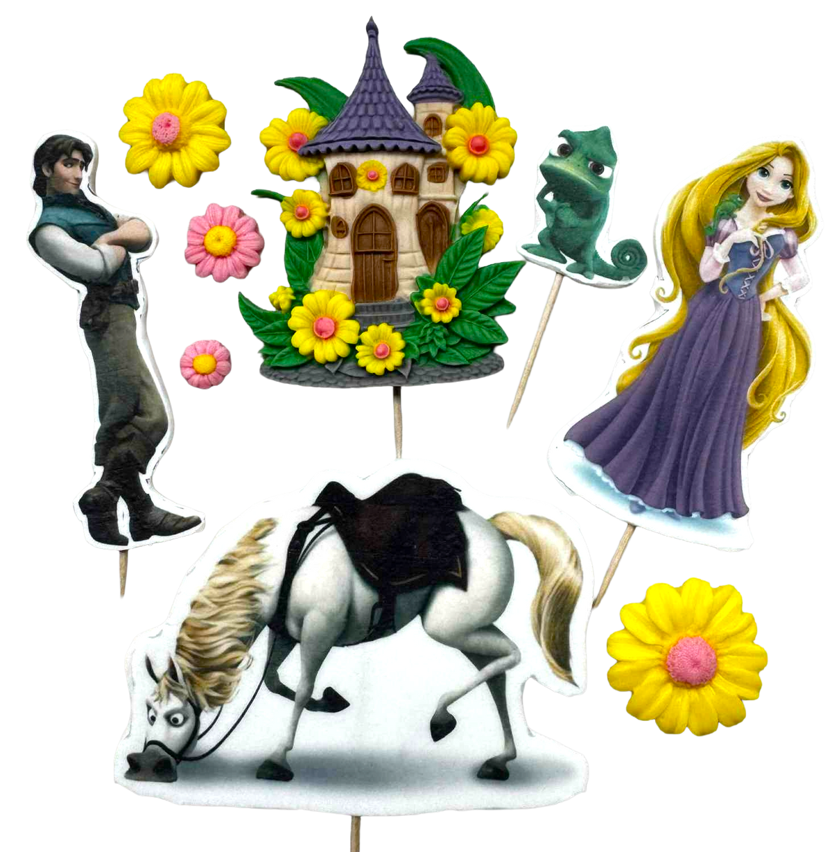 Rapunzel – Set mit 9 essbaren Zuckerpaste-Figuren (1–10 cm) für Torten kaufen