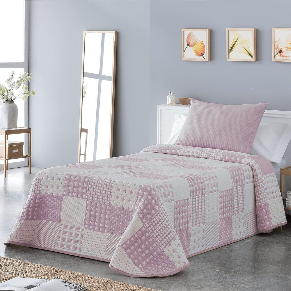 VIALMAN Colcha Bouti Ligera Cuvertură de pat Sofia 21, bumbac poliester, bej, Cama 150: 250 X 270 Cm Paturi si Cuverturi Besuche den VIALMAN-Store Roz Cama 150: 250Cm X 270Cm