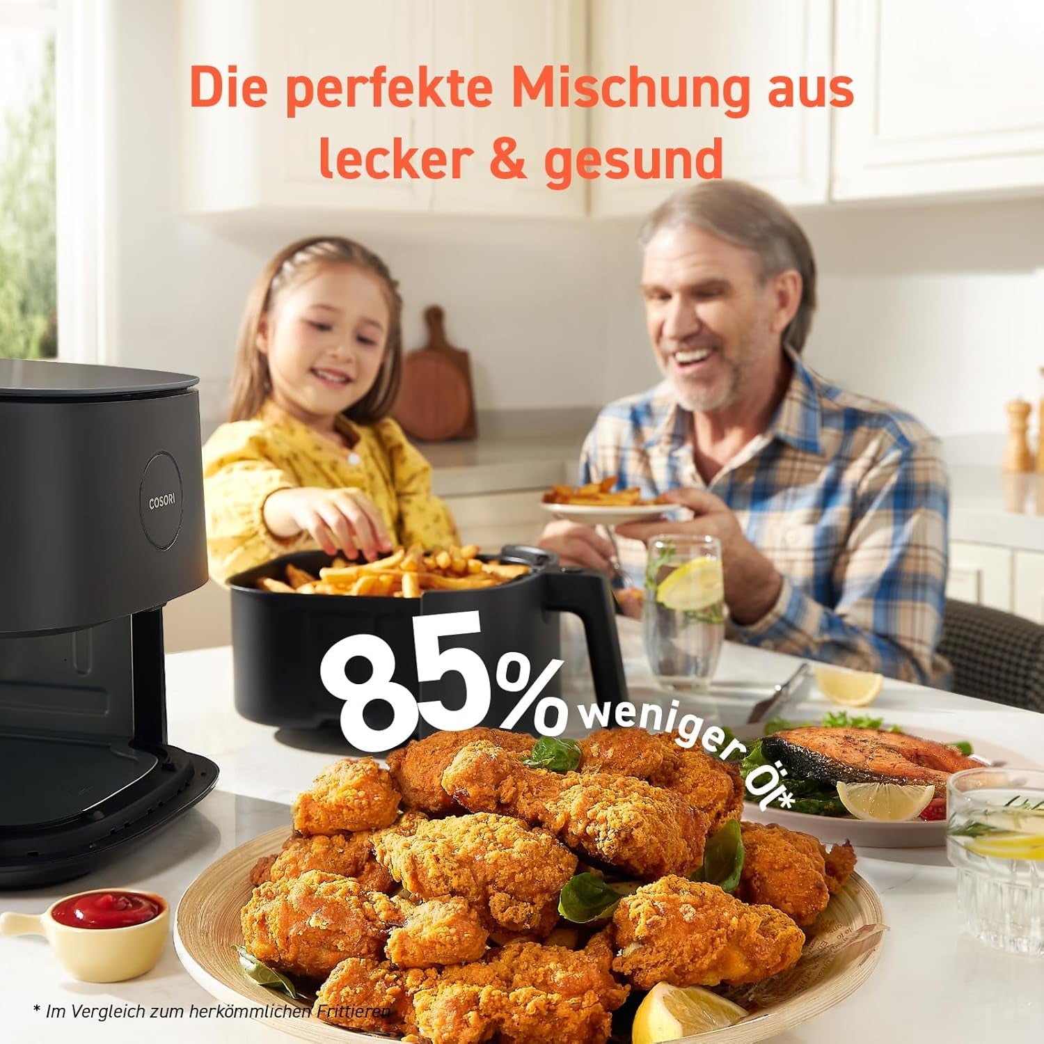 COSORI Airfryer, 7-in-1-Heißluftfritteuse 4,7 l, max. 230 °C und 55 dB Geräuschpegel, über 100 Rezepte, Haushaltsgeräte, Naty Shop