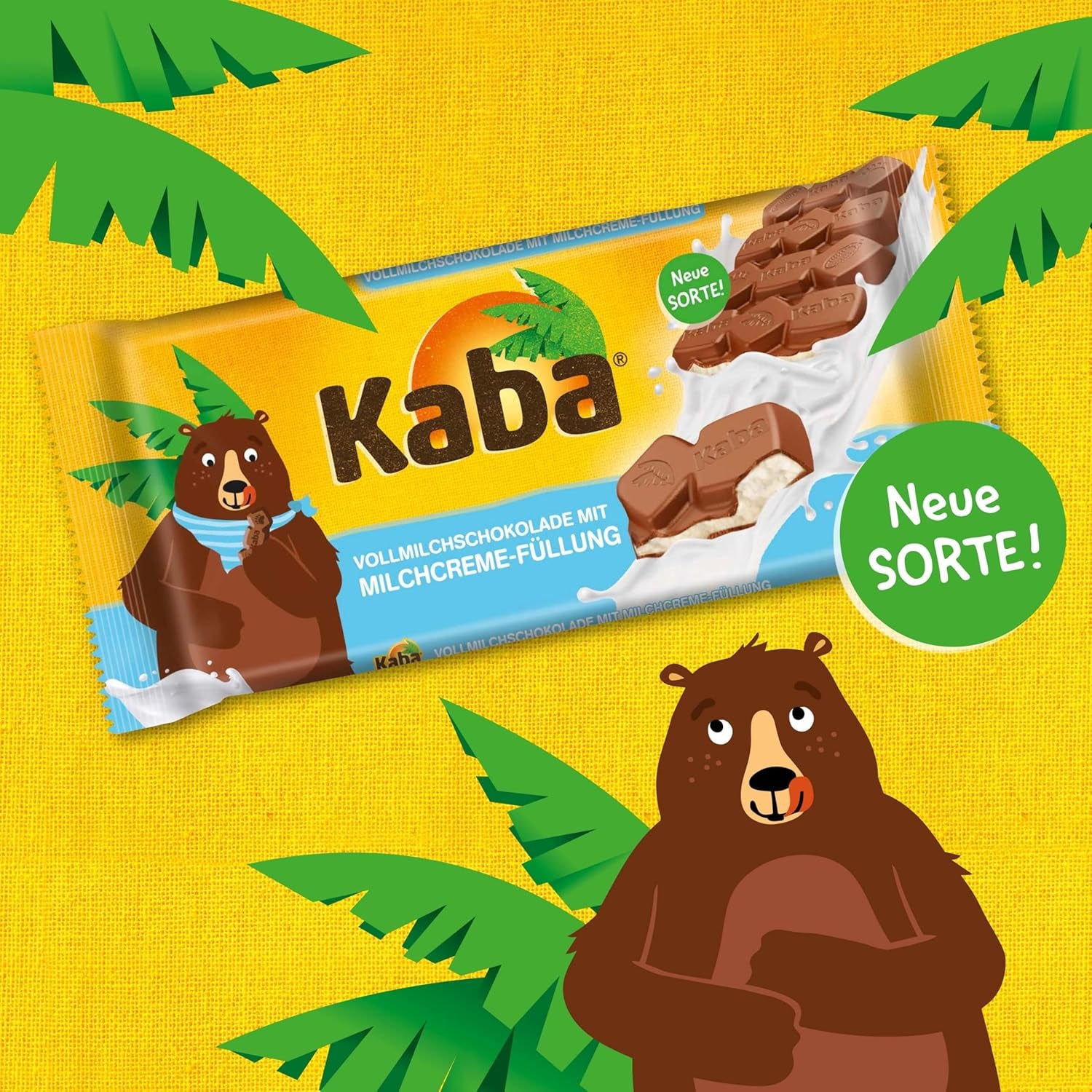 Kaba Vollmilch- und Milchcreme-Schokoriegel mit Schokoladenfüllung, 90 g Riegel, schmelzende Schokolade mit leichter Milchcreme und Kaba Original-Geschmack (2er-Pack)