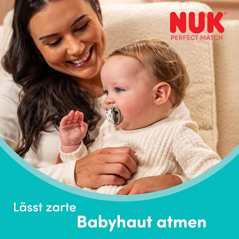 Suzete NUK Perfect Match Air pentru bebeluși | 6-18 luni | Suzete ortodontice care promovează circulația aerului și previn erupțiile cutanate cauzate de salivație | Acceptare 95% de către bebeluși** | Disney Winnie the Pooh | Pachet de 2