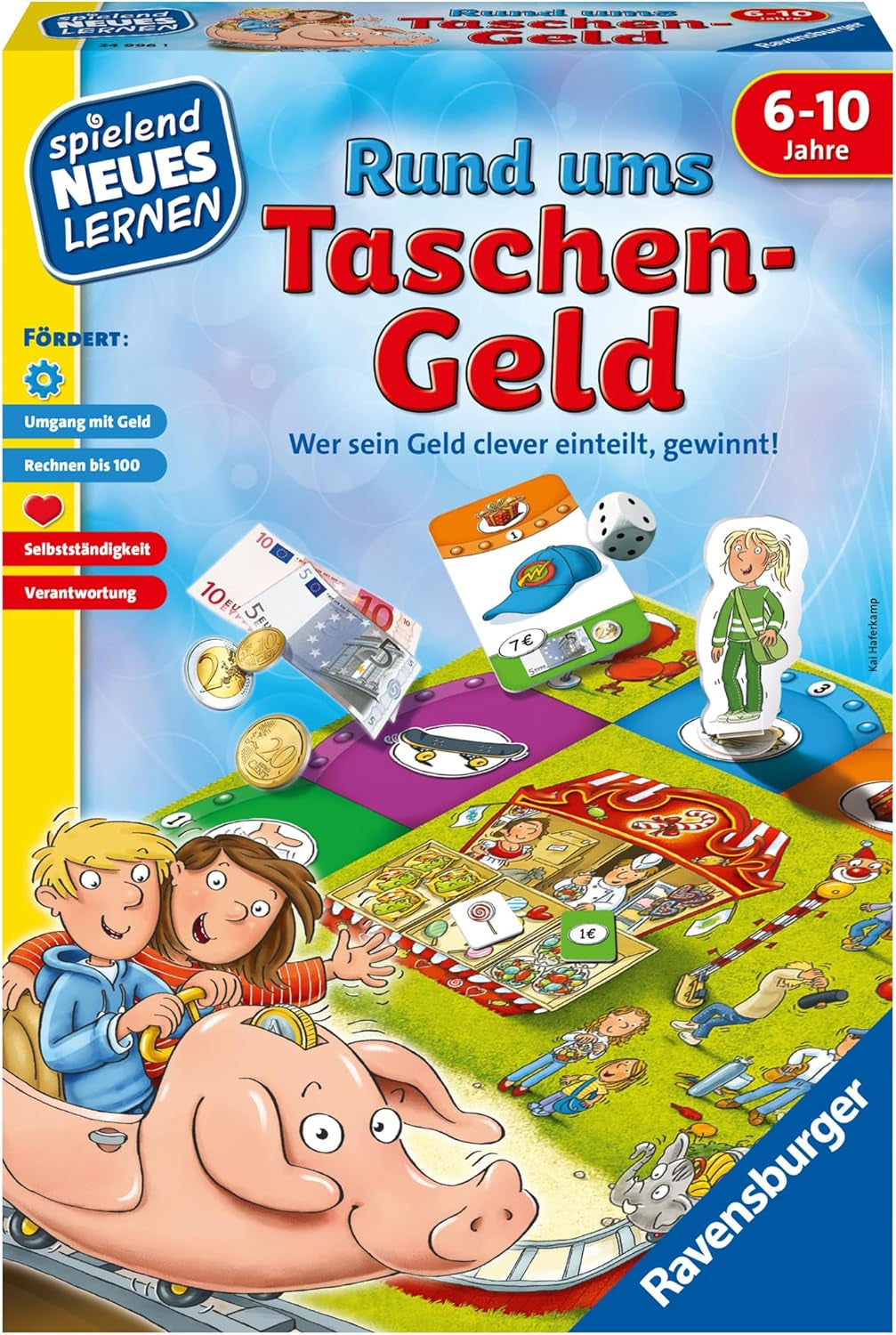 Ravensburger 24996 – Alles über Taschengeld – Spielen und Lernen für Kinder, Lernspiel für 6–10-Jährige, spielerisches Lernen für 2–4 Spieler