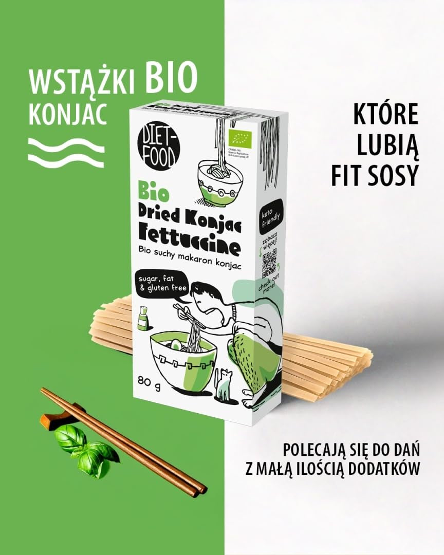 Fettuccine Konjac Shirataki Bio 80g – Kalorienarm und kohlenhydratarm, glutenfrei, kohlenhydratarm, für Keto-Diäten geeignet, mit Tapiokamehl