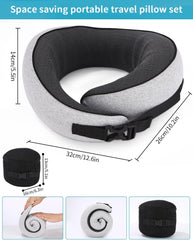 Aeroplane Neck Pillow, pernă de călătorie cu spumă de memorie, pernă pentru gât pentru adulți, pernă de avion reglabilă și lavabilă, pernă de călătorie ergonomică (gri) Perne ortopedice cervicale Naty Shop