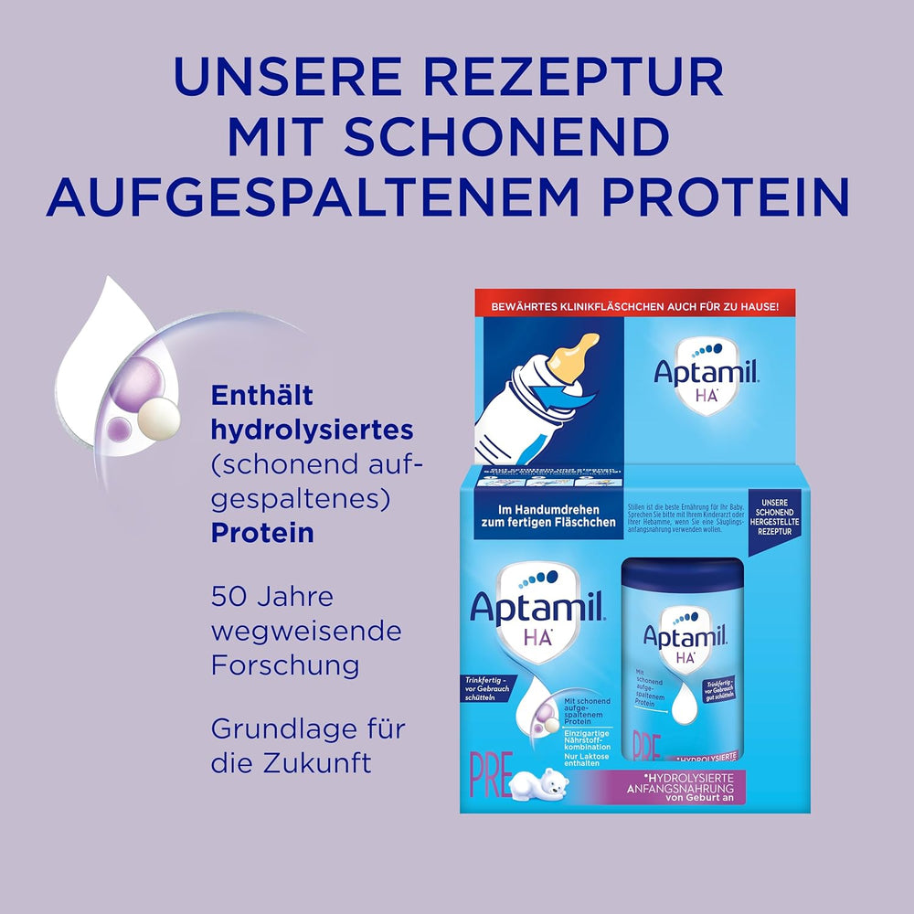 Aptamil HA Pre Ready to Drink – Hydrolysierte Milch für Säuglinge ab der Geburt – 4 x 2 x 90 ml