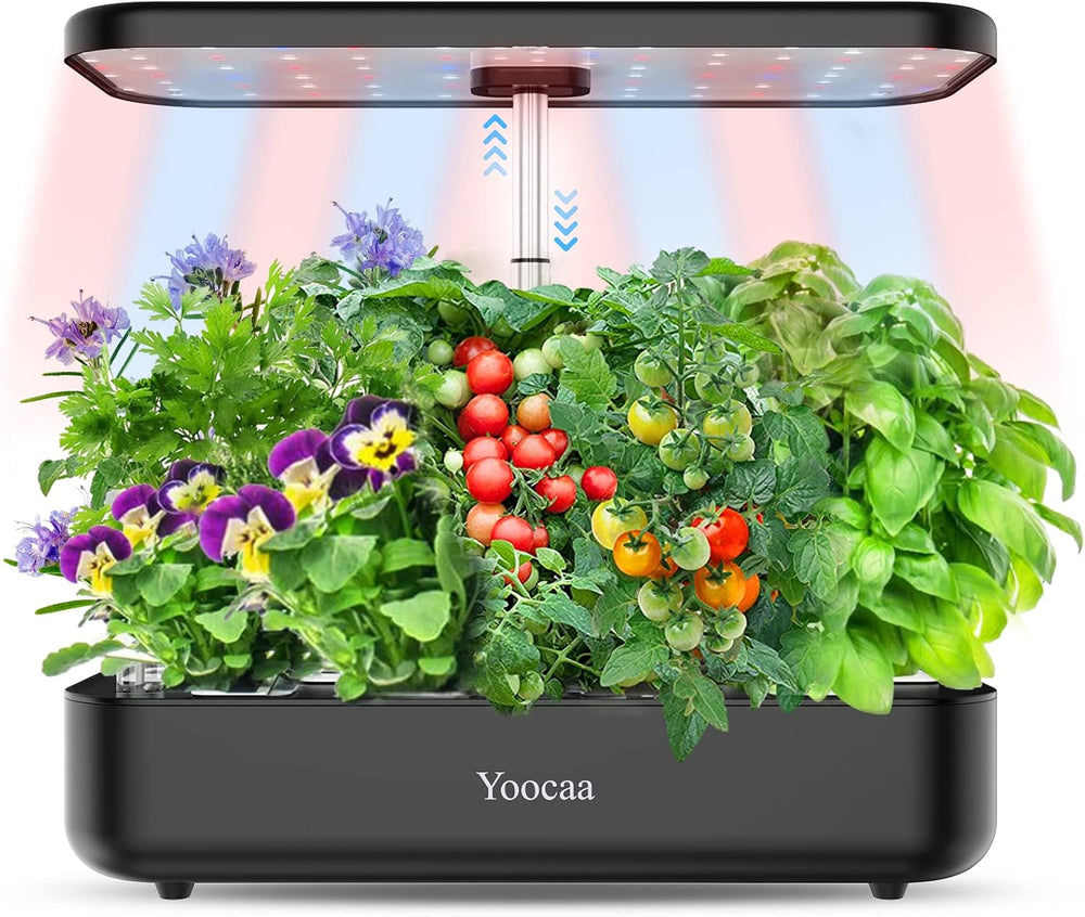 Hydrokultur-Anbausystem mit 12 Utensilien, Kräutergarten-Set für den Innenbereich mit LED-Licht, Smart Home Garden, Küche, Keimset mit automatischem Timer (grau)