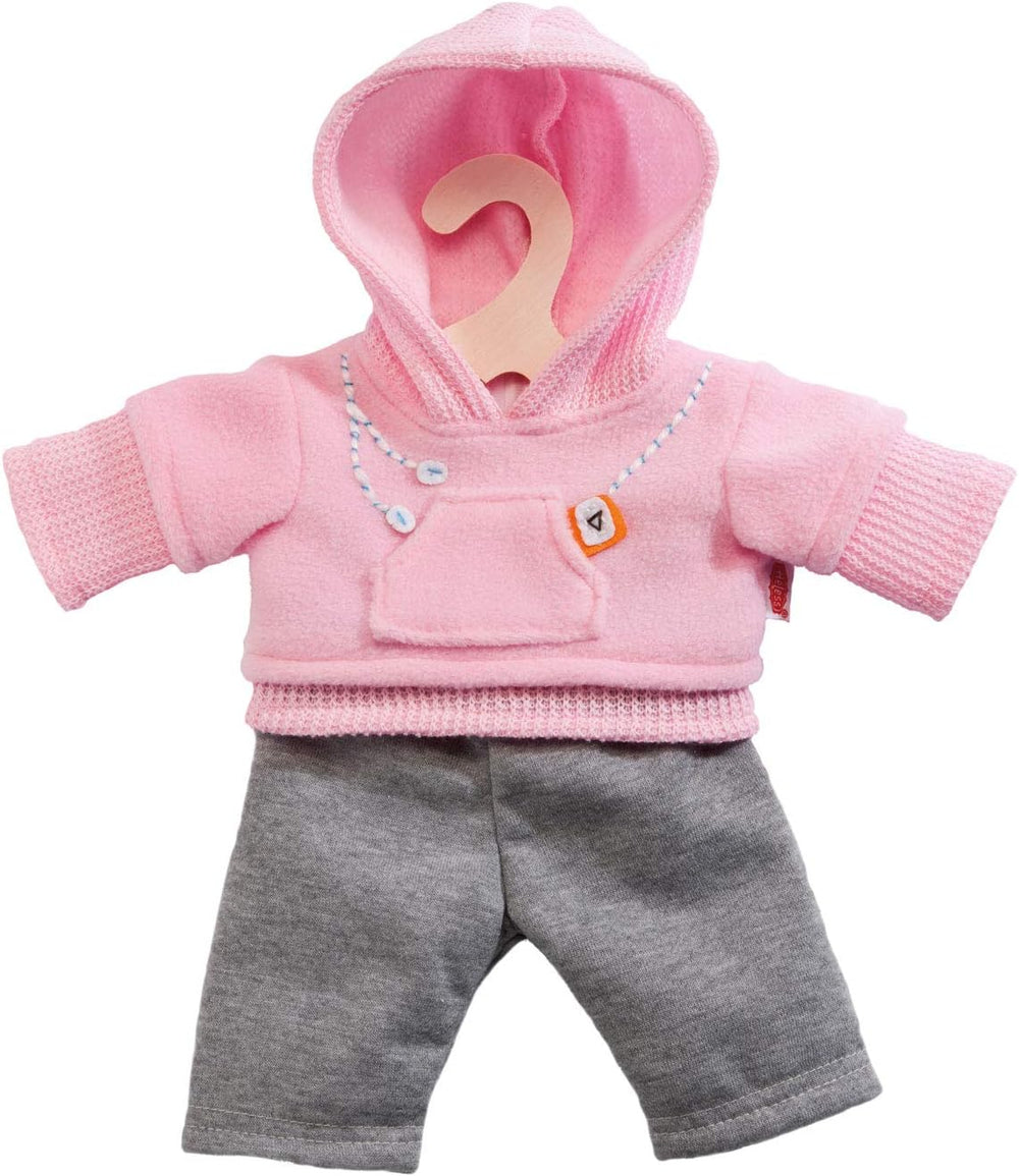 Heless 2240 - Jogginganzug für Puppen, 2-teilig, in den Farbvarianten Blau oder Pink, 1 von 2 Designs (optional), Größe 35 - 45 cm