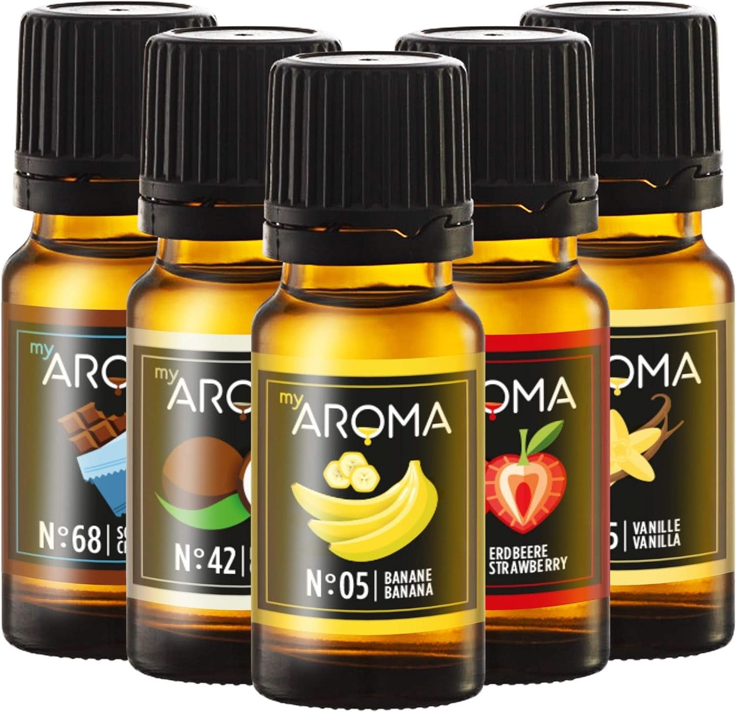 Myaroma | Set: Forest & Meadow - Aromă naturală pură cu aromă de fructe și aromă de fructe (5 x 10 ml) | Fără zahăr și neîndulcit Indulcitori Naty Shop Tunul sportiv