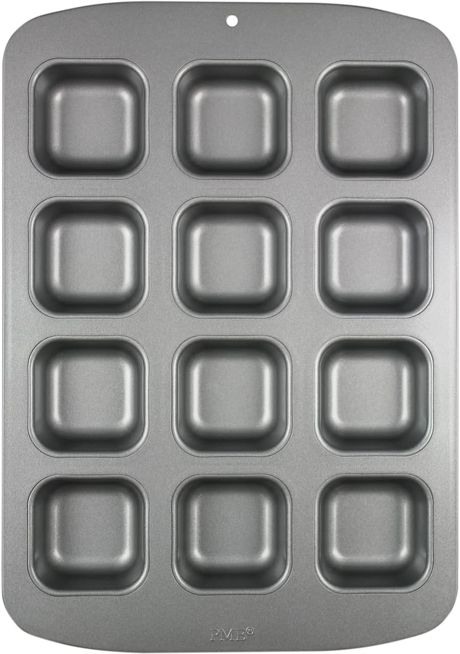 CSB106 Quadratische Antihaftbeschichtete Backform Mit 12 Minilöchern Aus Karbonstahl, Edelstahl, Silber, 37,3 x 26,1 x 3,1 cm Formen und Tabletts zum Backen Naty Shop