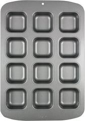 CSB106 Quadratische Antihaftbeschichtete Backform Mit 12 Minilöchern Aus Karbonstahl, Edelstahl, Silber, 37,3 x 26,1 x 3,1 cm Formen und Tabletts zum Backen Naty Shop