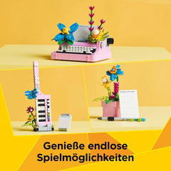 LEGO Creator 3In1 Schreibmaschine mit Blumen – umwandelbares Spielzeug in ein Keytar-Modell oder in einen Blumentopf mit Notizbuch und Stift – Bauset – Geschenk für Mädchen und Jungen ab 8 Jahren 31169 Bausets Besuchen Sie den LEGO-Store